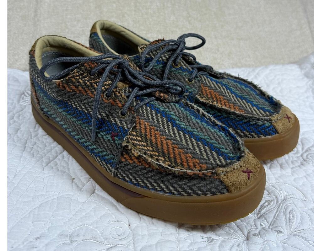 Twisted X Men's Blue/Brown 9M Hooey Loper Moc Toe Lace Up Casual Comfort Shoes